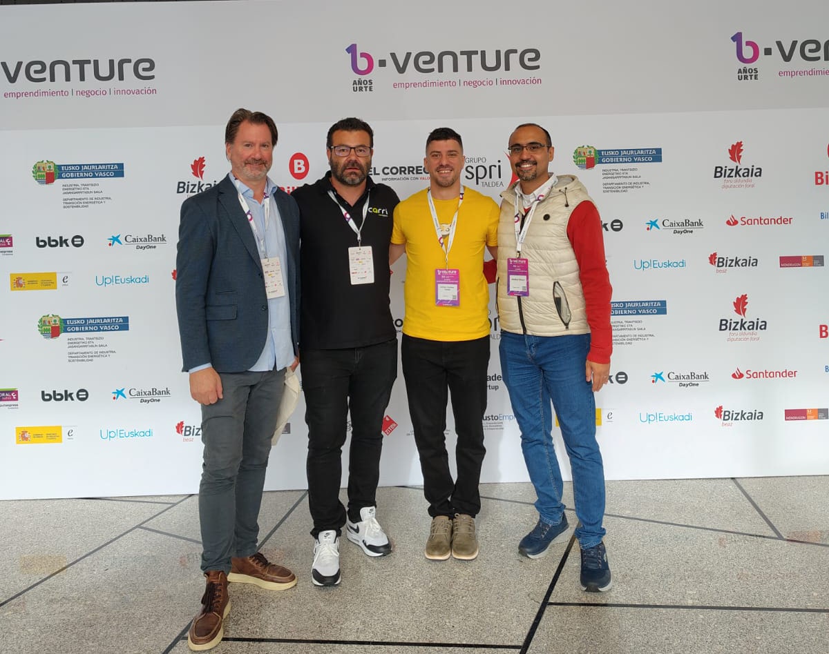 Fellow CEOs from the BAT community sharing insights and moments at B-Venture 2025. From left to right: Scott Brown (Park Street Global), Carlos Oyaga (Carri Road Logistics), Adrián Andrés Gaida (Vaneoo), and Abolfazl Shirazi (Zerua Tech)